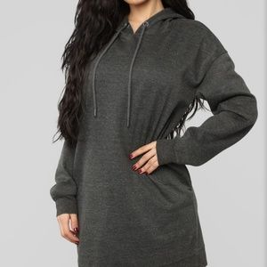 Grey and charcoal grey sweaters